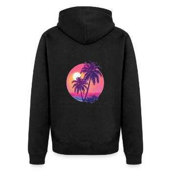Tropical sunset with palm trees - Unisex Premium Organic Zip Hoodie - black - Back - Nico (187cm)