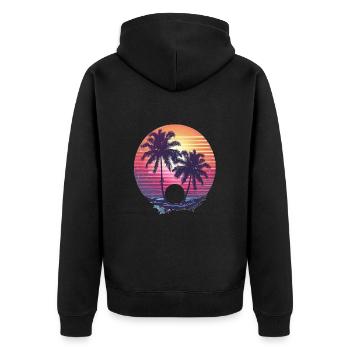 Sunny Palm Trees Sunset - Unisex Premium Organic Zip Hoodie - black - Back - Nico (187cm)