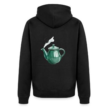 Green Teapot with Magic Steam - Unisex Premium Organic Zip Hoodie - black - Back - Nico (187cm)