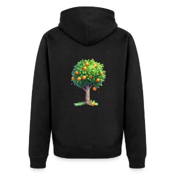 Succulent Orange Tree In Full Bloom - Unisex Premium Organic Zip Hoodie - black - Back - Nico (187cm)