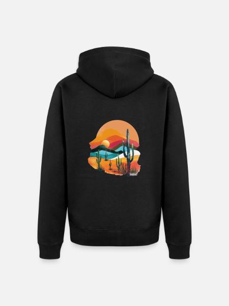 Desert landscape at sunset - Unisex Premium Organic Zip Hoodie - black