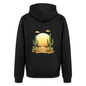 Desert landscape at sunset - Unisex Premium Organic Zip Hoodie - black - Back - Nico (187cm)
