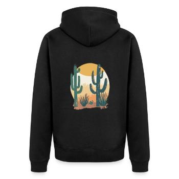 Desert landscape at sunset - Unisex Premium Organic Zip Hoodie - black - Back - Nico (187cm)