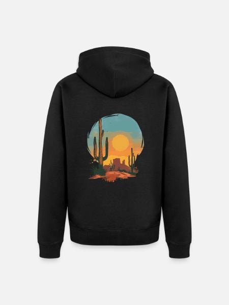 Sunset Desert Landscape - Unisex Premium Organic Zip Hoodie - black