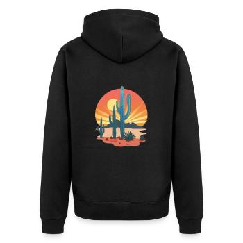 Sunset Cactus Desert Landscape - Unisex Premium Organic Zip Hoodie - black - Back - Nico (187cm)