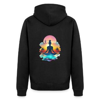 Méditation au paradis du coucher du soleil - Veste à capuche bio Premium Unisexe - noir - Dos - Nico (187cm)