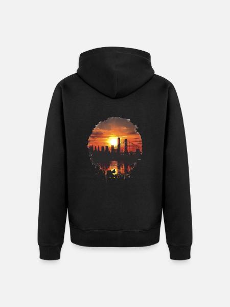 Sunset panorama with skyline - Unisex Premium Organic Zip Hoodie - black