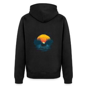 Sunrise nature idyll with birds - Unisex Premium Organic Zip Hoodie - black - Back - Nico (187cm)