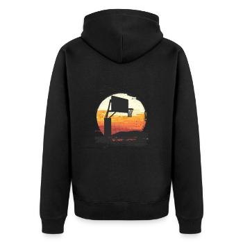 Sunrise Basket Throw Basketball Scene - Unisex Premium Organic Zip Hoodie - black - Back - Nico (187cm)