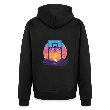 Rêve de basket-ball au coucher du soleil - Veste à capuche bio Premium Unisexe - noir - Dos - Nico (187cm)