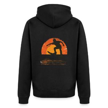 Sonnenuntergang Skateboard Silhouette - Unisex Premium Bio Zip Hoodie - Schwarz - Hinten - Nico (187cm)