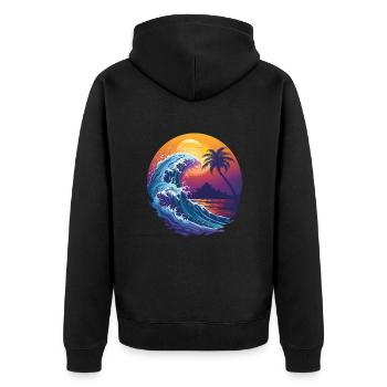 Ocean Sea Wave Sunset Background - Unisex Premium Organic Zip Hoodie - black - Back - Nico (187cm)