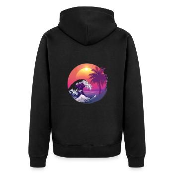 Ocean Sea Wave Sunset Background - Unisex Premium Organic Zip Hoodie - black - Back - Nico (187cm)