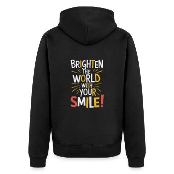 Light up the world with your smile - Unisex Premium Organic Zip Hoodie - black - Back - Nico (187cm)