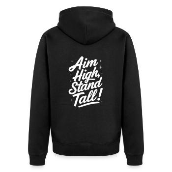Visez haut, tenez debout, message de motivation - Veste à capuche bio Premium Unisexe - noir - Dos - Nico (187cm)