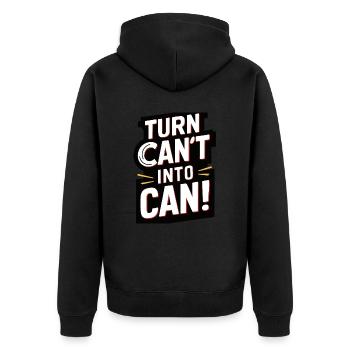 I can't turn into a can! - Unisex Premium Organic Zip Hoodie - black - Back - Nico (187cm)
