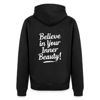 Believe in your inner beauty - Unisex Premium Organic Zip Hoodie - black - Back - Nico (187cm)