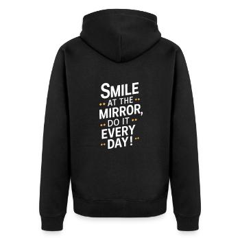 Smile in the mirror every day - Unisex Premium Organic Zip Hoodie - black - Back - Nico (187cm)