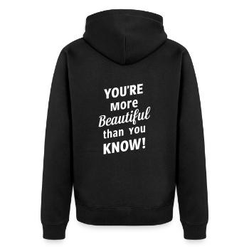 You're more beautiful than you think - Unisex Premium Organic Zip Hoodie - black - Back - Nico (187cm)