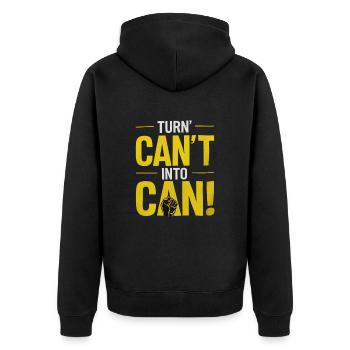 Wandle Nicht Können in Können Um - Unisex Premium Bio Zip Hoodie - Schwarz - Hinten - Nico (187cm)