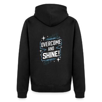 Overcome and radiate motivation - Unisex Premium Organic Zip Hoodie - black - Back - Nico (187cm)