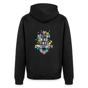 Positive Spirit Discovers Opportunities - Unisex Premium Organic Zip Hoodie - black - Back - Nico (187cm)