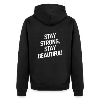 Rester fort Rester belle Motivation - Veste à capuche bio Premium Unisexe - noir - Dos - Nico (187cm)
