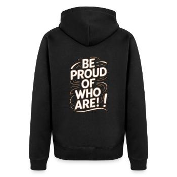 Sei Stolz Auf Dich Selbst Motivation - Unisex Premium Bio Zip Hoodie - Schwarz - Hinten - Nico (187cm)