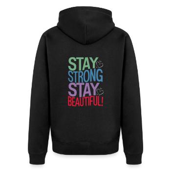 Restez fort restez beau Motif - Veste à capuche bio Premium Unisexe - noir - Dos - Nico (187cm)