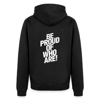 Sei Stolz Auf Dein Eigenes Ich - Unisex Premium Bio Zip Hoodie - Schwarz - Hinten - Nico (187cm)