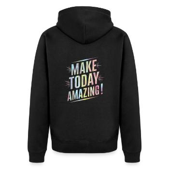 Mach Heute Unglaublich Positiv - Unisex Premium Bio Zip Hoodie - Schwarz - Hinten - Nico (187cm)