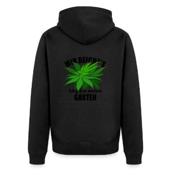 Mir reicht's ich geh in meinen Garten - Hanf - Unisex Premium Bio Zip Hoodie - Schwarz - Hinten - Nico (187cm)