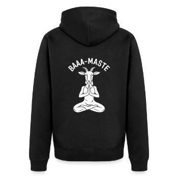Baaa Mast Relaxed Goat Yoga Pose - Unisex Premium Organic Zip Hoodie - black - Back - Nico (187cm)