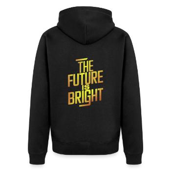 Die Zukunft Ist Strahlend Motivation - Unisex Premium Bio Zip Hoodie - Schwarz - Hinten - Nico (187cm)