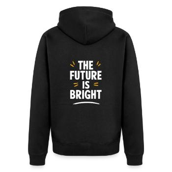 The future is bright Motivation - Unisex Premium Organic Zip Hoodie - black - Back - Nico (187cm)