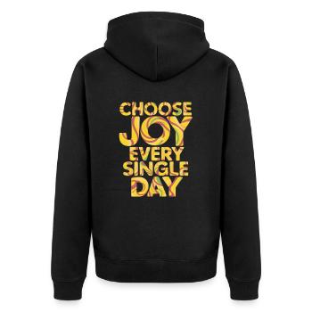 Choose Joy Every Single Day - Unisex Premium Organic Zip Hoodie - black - Back - Nico (187cm)