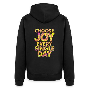 Choose Joy Every Single Day - Unisex Premium Organic Zip Hoodie - black - Back - Nico (187cm)