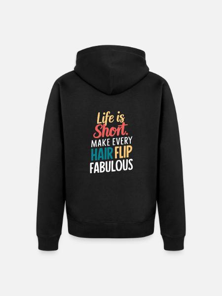 Lev kort og hårkast fabelagtig - Premium økologisk unisex-hættejakke - sort