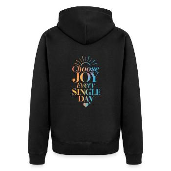 Choose Joy Every Single Day - Unisex Premium Organic Zip Hoodie - black - Back - Nico (187cm)