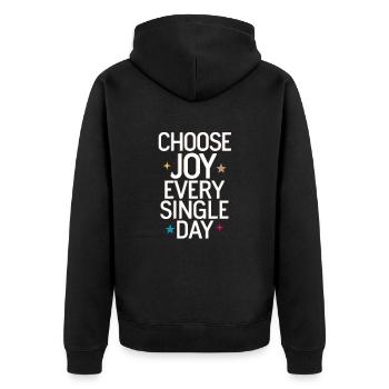 Choose Joy Every Single Day - Unisex Premium Organic Zip Hoodie - black - Back - Nico (187cm)