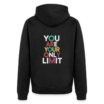 Du Bist Deine Einzige Grenze - Unisex Premium Bio Zip Hoodie - Schwarz - Hinten - Nico (187cm)
