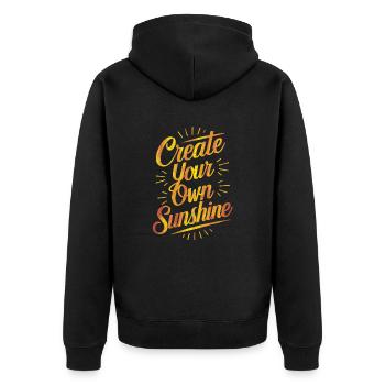 Create Your Own Sunshine Strahlenkraft - Unisex Premium Bio Zip Hoodie - Schwarz - Hinten - Nico (187cm)