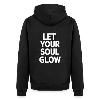 Let your soul shine - Unisex Premium Organic Zip Hoodie - black - Back - Nico (187cm)