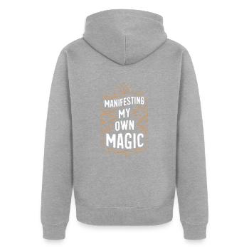 Manifestez votre propre magie - Veste à capuche bio Premium Unisexe - gris chiné - Dos - Nico (187cm)