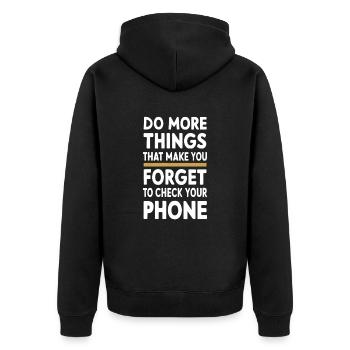 Do more things that make you forget - Unisex Premium Organic Zip Hoodie - black - Back - Nico (187cm)