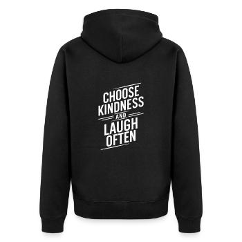 Choose kindness and laugh a lot - Unisex Premium Organic Zip Hoodie - black - Back - Nico (187cm)