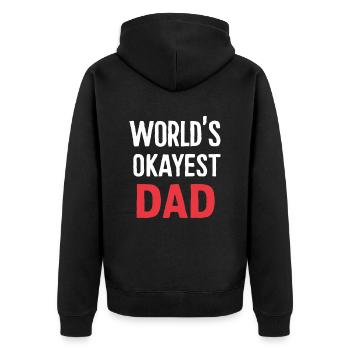 Weltbester Okayester Papa - Unisex Premium Bio Zip Hoodie - Schwarz - Hinten - Nico (187cm)