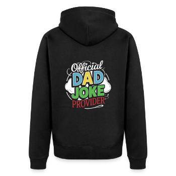 Offizieller Dad Joke Provider Stilvoll - Unisex Premium Bio Zip Hoodie - Schwarz - Hinten - Nico (187cm)