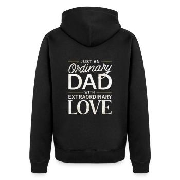Ordinary Dad Extraordinary Love - Unisex Premium Organic Zip Hoodie - black - Back - Nico (187cm)