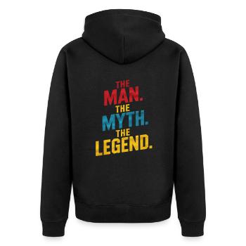 Der Mann Der Mythos Die Legende - Unisex Premium Bio Zip Hoodie - Schwarz - Hinten - Nico (187cm)